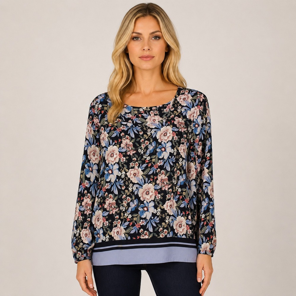 J. Jill Floral Blouse Career Luxury Top Garden Party Country Club Twee SZ Large